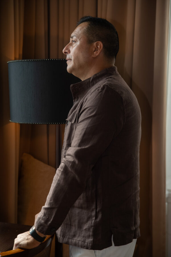 Linen Overshirt — Espresso Brown